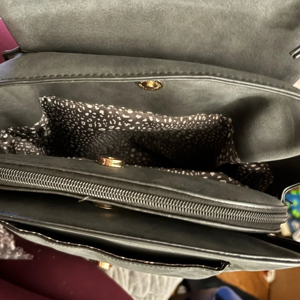 Chic Bikercore Matte Gray/Black Women's Backpack with Multi Pockets